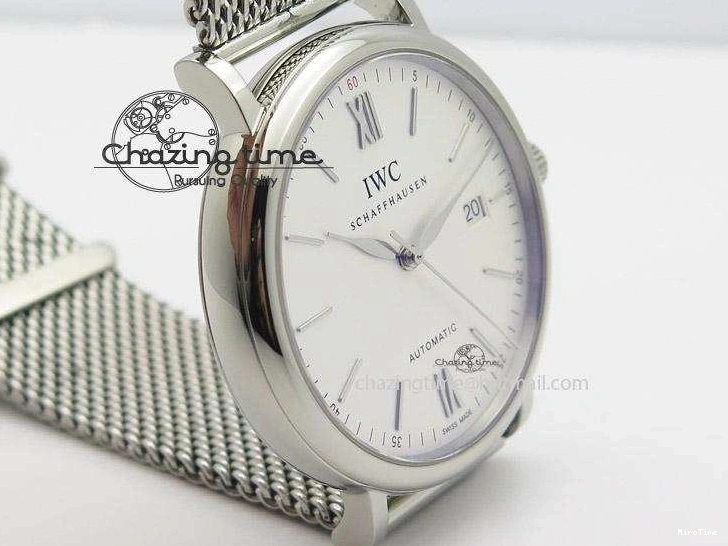 MIROTIME 0116 Portofino SCHAFFHAUSEN SS MKF 1:1 Best Edition White Dial On Mesh Bracelet A TravelReady 7341